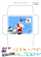 Wonderful envelope to Santa template with snowman and stamp 68